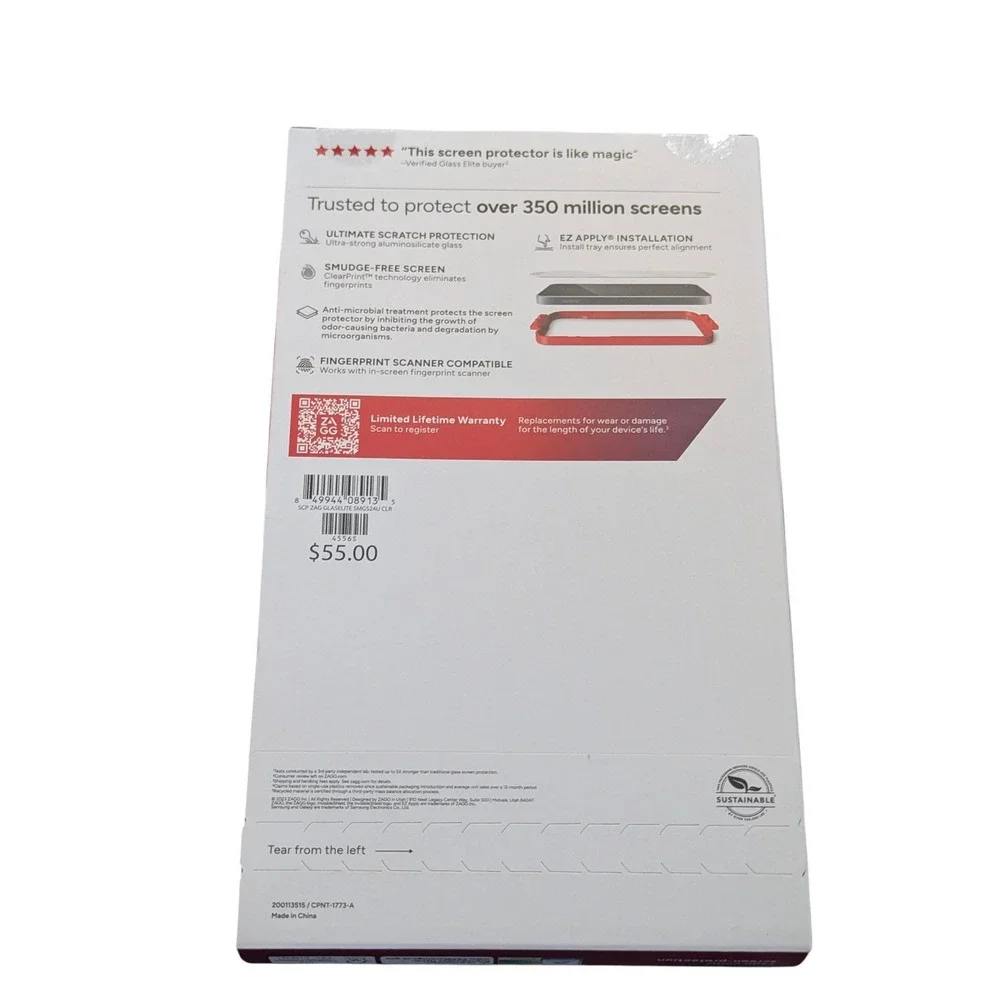 Bb-N 2-Pack! Zagg Invisi. Shield Glass Elite Screen Protector Samsung Galaxy S24